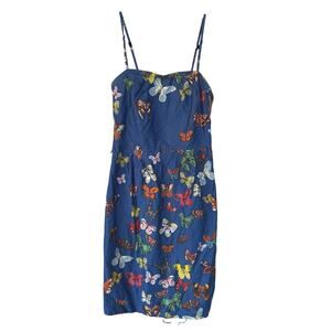 Nathalie Lete Paris Royal Blue Butterfly Babydoll Art To Wear Nature Dress SZ 4